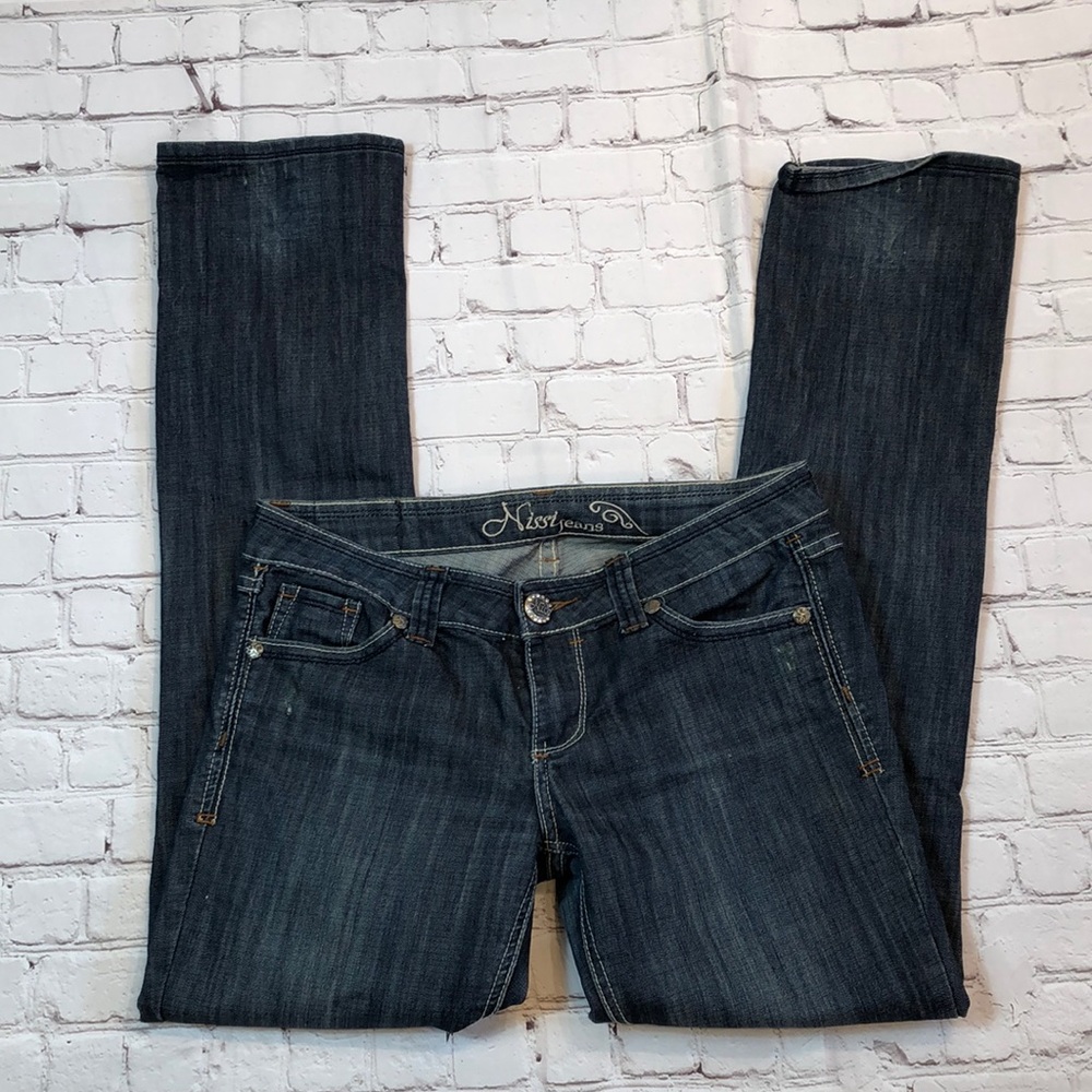 Nissi Blue Jeans Embellished Pockets Lo-rise Bootcut Size 9